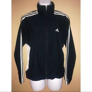 ADIDAS Windbreaker- Black w/ white stripes